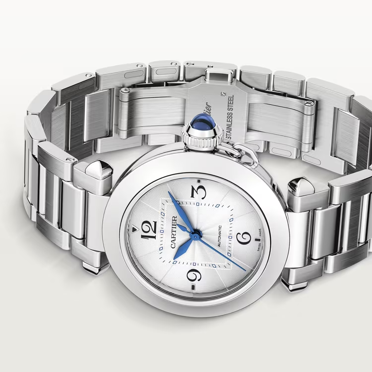 Cartier Pasha de Cartier Steel 35 MM - Steel Bracelet - Silver Flinqué Dial - WSPA0013