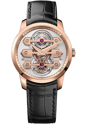 Girard-Perregaux Bridge Pink Gold 40 MM - Black Leather Strap - Skeleton Dial - 99285-52-000-BA6A