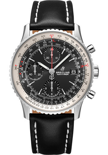 Breitling Navitimer Stainless Steel 41 MM - Black Leather Strap - Black Dial - A13324121B1X2