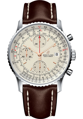 Breitling Navitimer Stainless Steel 41 MM - Brown Leather Strap - Mercury Silver Dial - A13324121G1X1