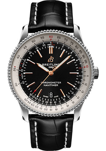 Breitling Navitimer Stainless Steel 41 MM - Black Leather Strap - Black Dial - A17326211B1P1