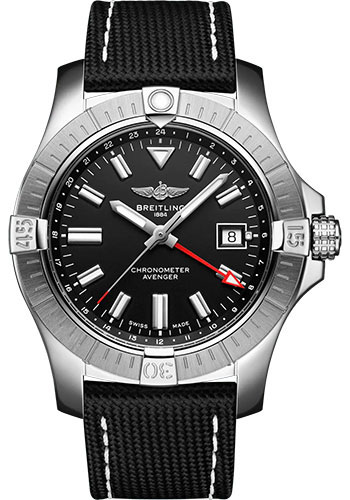 Breitling Avenger Stainless Steel 43 MM - Anthracite Calfskin Strap  - Black Dial - A32397101B1X1