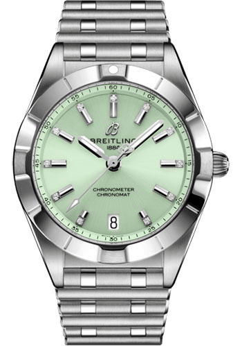 Breitling Chronomat Stainless Steel 32 MM - Stainless Steel Bracelet - Mint Green Dial - A77310101L1A1