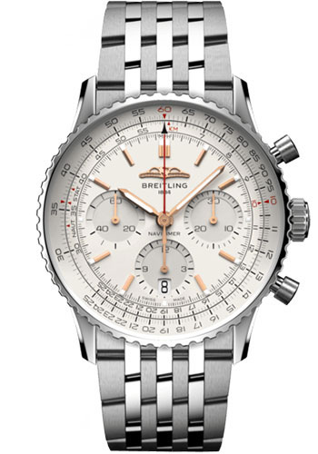 Breitling Navitimer Stainless Steel 41 MM - Stainless Steel Bracelet - Silver Dial - AB0139211G1A1