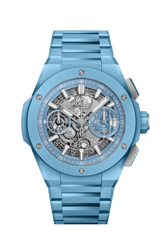 Hublot Big Bang Integrated Sky Blue Ceramic 42 MM - Blue Ceramic Bracelet - Matte Blue Skeleton Dial - 451.EX.5120.EX