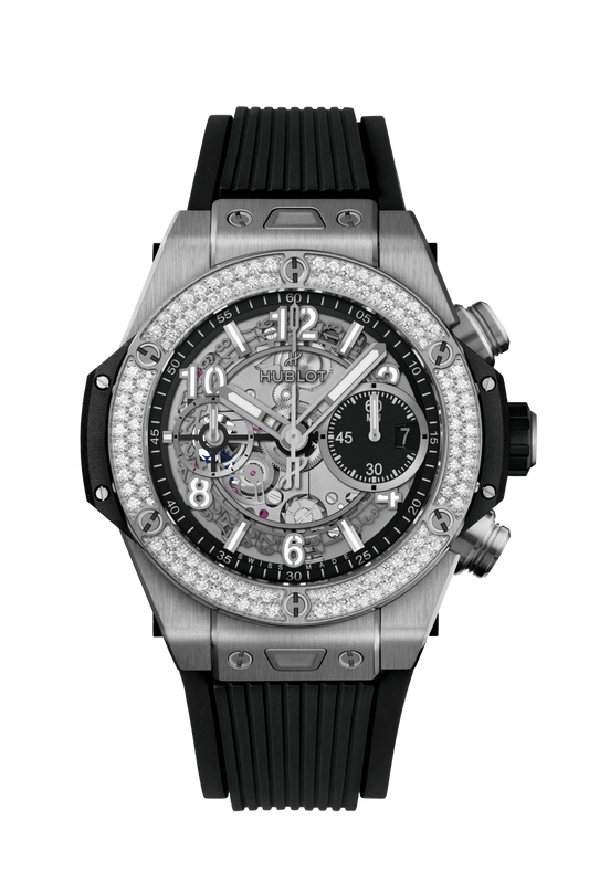 Hublot Big Bang Unico Titanium 42 MM - Black Rubber Strap - Diamond Bezel - Matte Black Skeleton Dial - 441.NX.1171.RX.1104