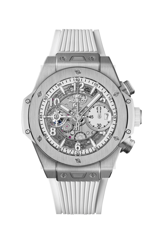 Hublot Big Bang Unico Titanium White 42 MM - White Structured Rubber Strap - Matte White Skeleton Dial - 441.NE.2011.RW