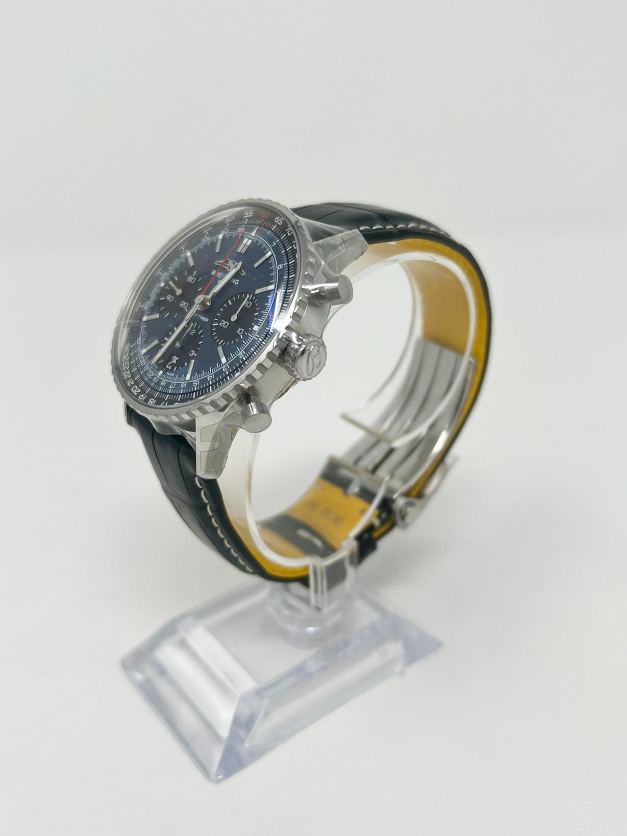 Breitling Navitimer B01 Chronograph Stainless Steel 41 MM - Black Leather Strap - Blue Dial - AB0139241C1P1