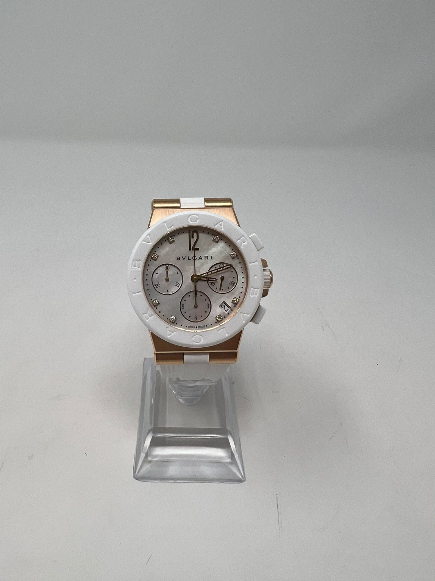 Bvlgari Diagono Chronograph - 37 MM - Rose Gold - Mother of Pearl Dial - 101994