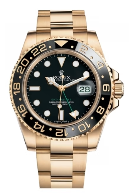 Rolex Yellow Gold GMT-Master II  Watch - 40 MM - Oyster Bracelet - Black Dial - 116718