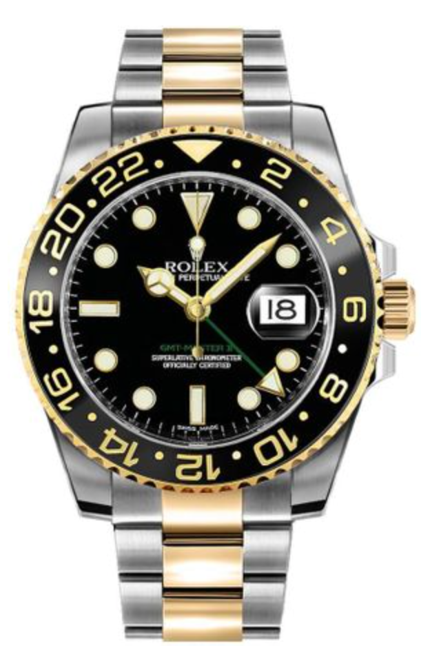 Rolex Two Tone GMT-Master II  Watch - 40 MM - Oyster Bracelet - Black Dial - 116713LN-0001