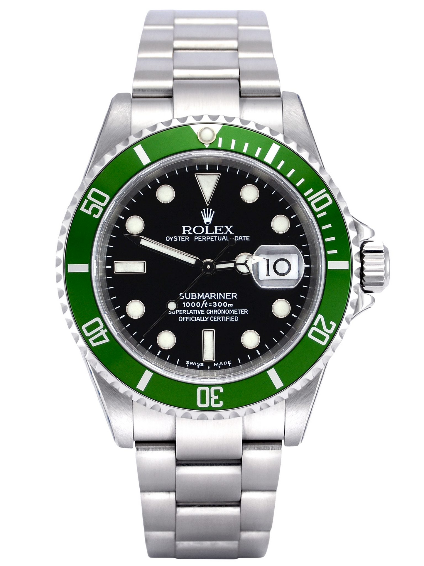 Rolex Submariner "Kermit" Stainless Steel Watch 40MM - Oyster Bracelet - Black Dial - Green Bezel - 16610LV