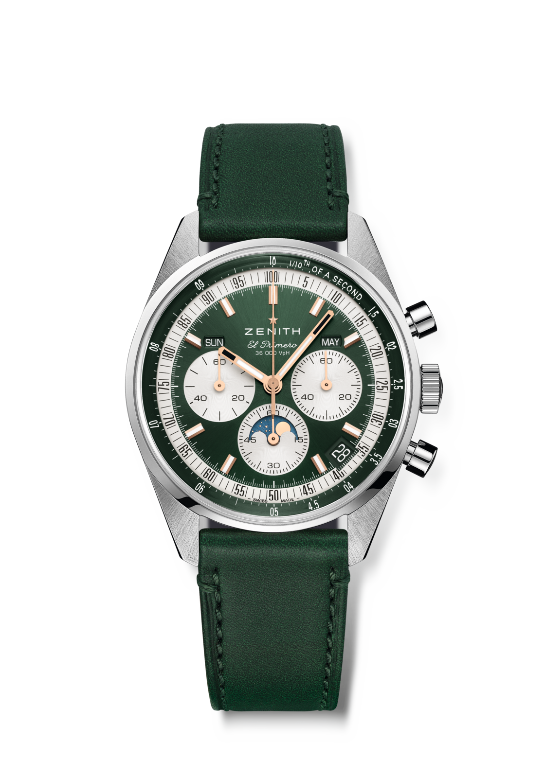 Zenith CHRONOMASTER Original - 38 MM -  Stainless Steel - Green Dial - 03.3400.3610/40.C912