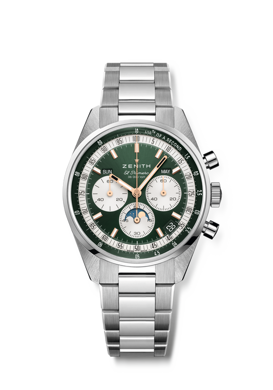 Zenith CHRONOMASTER Original - 38 MM -  Stainless Steel - Green Dial - 03.3400.3610/40.M3200