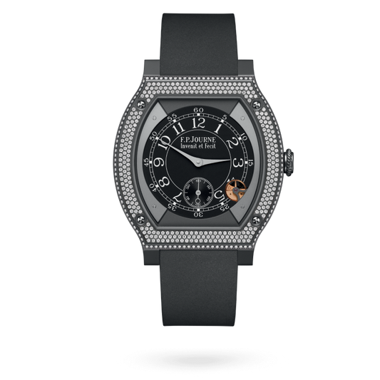 F.P. Journe ÉléganteTitalyt® set with diamonds 48 x 40 MM - Grey Rubber Strap - Diamond Bezel - Black Dial - ÉléganteTitalyt® set with diamonds