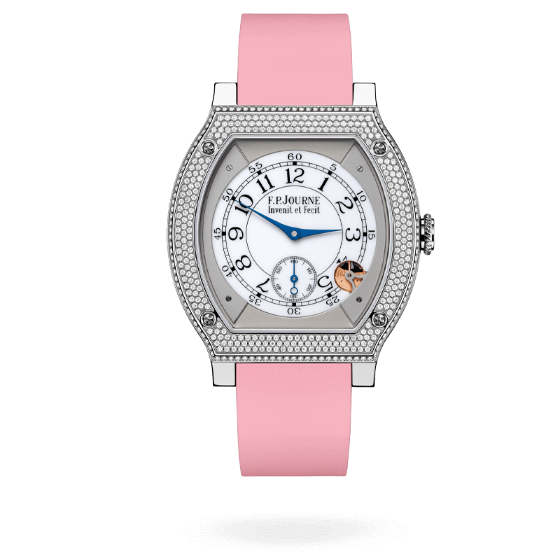 F.P. Journe Élégante Titanium Set With Diamonds 48 x 40 MM - Pink Rubber Strap - Diamond Bezel - White Dial - Élégante Titanium Set With Diamonds