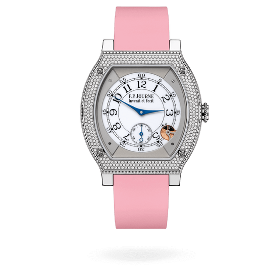 F.P. Journe Élégante Titanium Set With Diamonds 48 x 40 MM - Pink Rubber Strap - Diamond Bezel - White Dial - Élégante Titanium Set With Diamonds