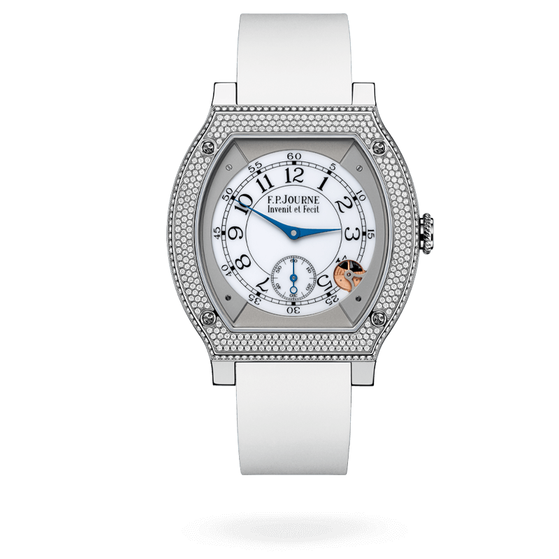 F.P. Journe Élégante Titanium Set With Diamonds 48 x 40 MM - White Rubber Strap - Diamond Bezel - White Dial - Élégante Titanium Set With Diamonds