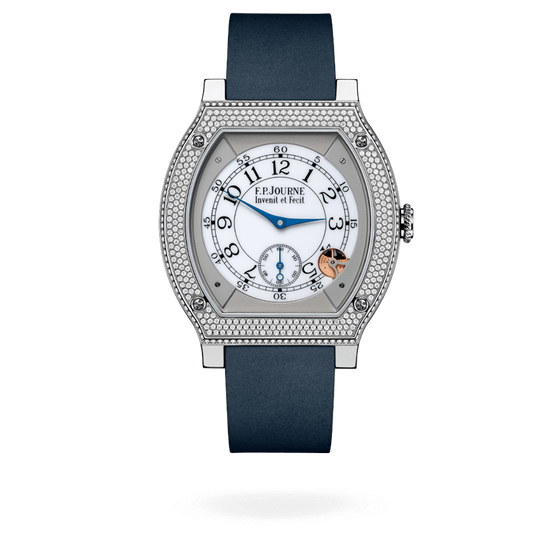 F.P. Journe Élégante Titanium Set With Diamonds 48 x 40 MM - Blue Rubber Strap - Diamond Bezel - White Dial - Élégante Titanium Set With Diamonds