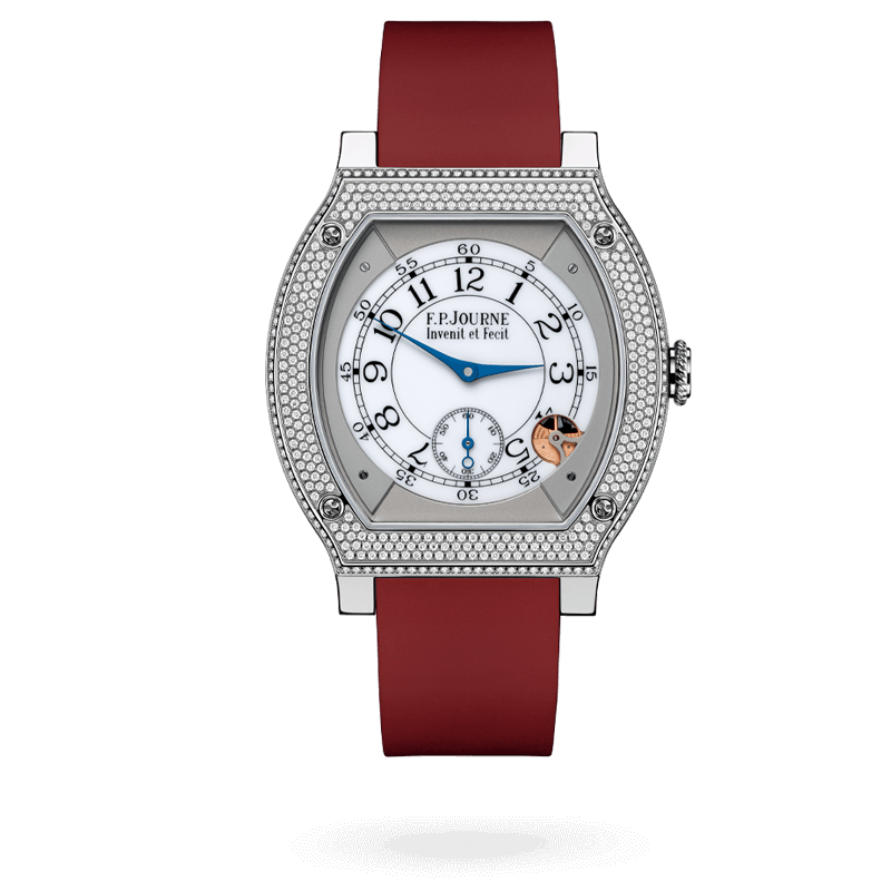 F.P. Journe Élégante Titanium Set With Diamonds 48 x 40 MM - Red Rubber Strap - Diamond Bezel - White Dial - Élégante Titanium Set With Diamonds