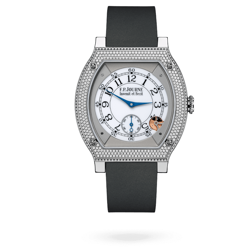 F.P. Journe Élégante Titanium Set With Diamonds 48 x 40 MM - Grey Rubber Strap - Diamond Bezel - White Dial - Élégante Titanium Set With Diamonds
