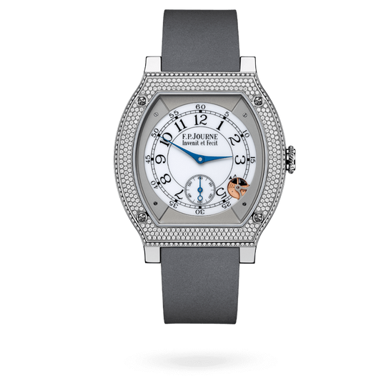 F.P. Journe Élégante Titanium Set With Diamonds 48 x 40 MM - Grey Rubber Strap - Diamond Bezel - White Dial - Élégante Titanium Set With Diamonds