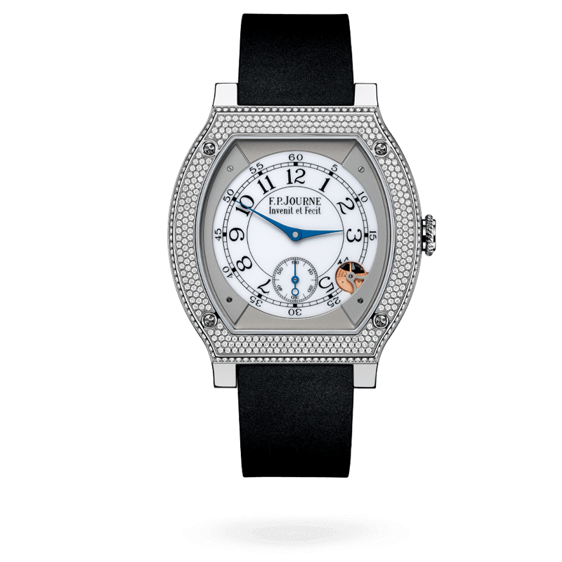 F.P. Journe Élégante Titanium Set With Diamonds 48 x 40 MM - Black Rubber Strap - Diamond Bezel - White Dial - Élégante Titanium Set With Diamonds