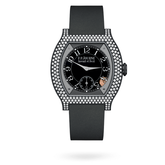 F.P. Journe Elégante Titalyt® 12 rows of diamonds Titanium 40 x 35 MM - Grey Rubber Strap - Diamond Bezel - Black Dial - Titalyt® 12 rows of diamonds