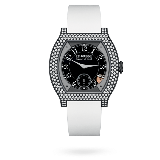 F.P. Journe Elégante Titalyt® 12 rows of diamonds Titanium 40 x 35 MM - White Rubber Strap - Diamond Bezel - Black Dial - Titalyt® 12 rows of diamonds
