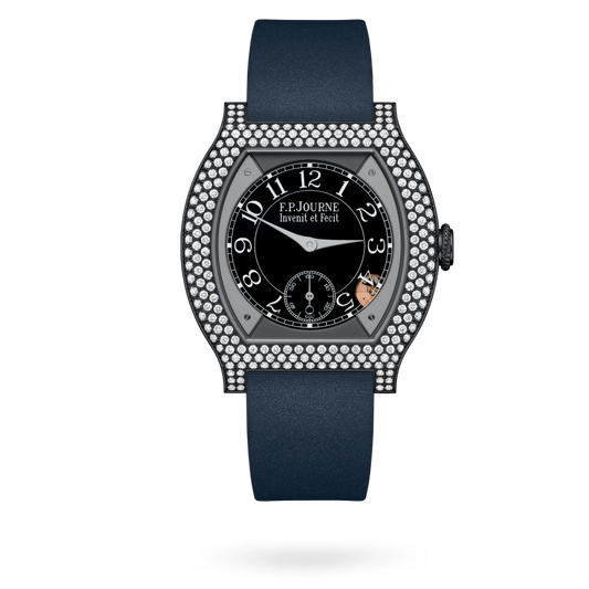 F.P. Journe Elégante Titalyt® 12 rows of diamonds Titanium 40 x 35 MM - Blue Rubber Strap - Diamond Bezel - Black Dial - Titalyt® 12 rows of diamonds