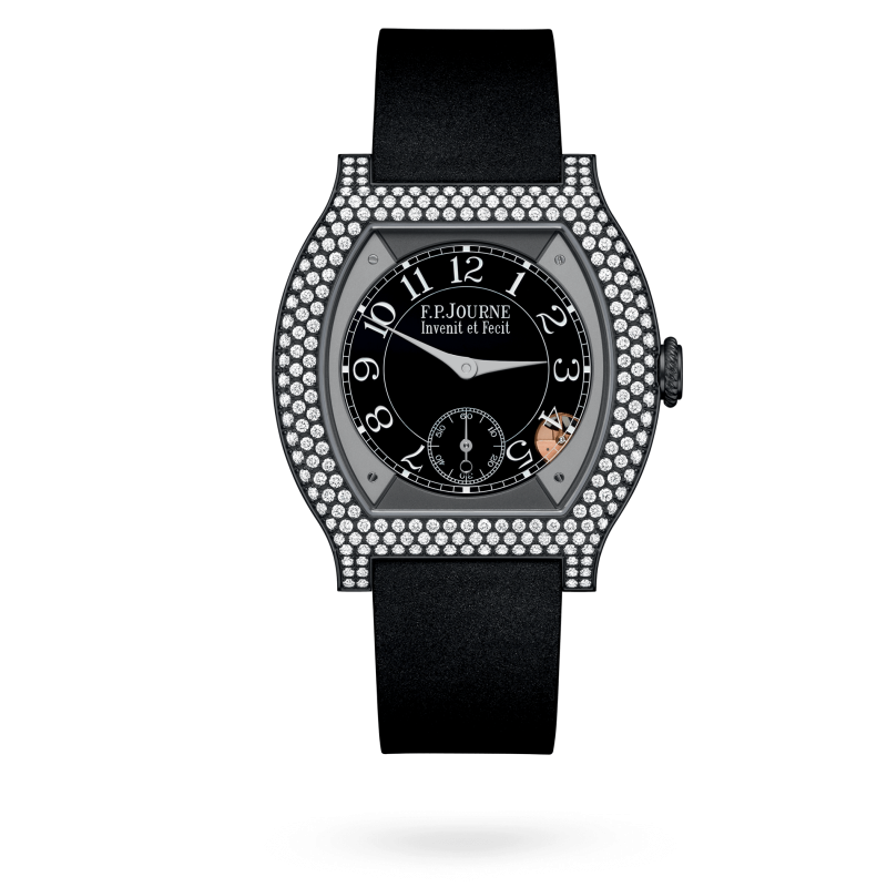 F.P. Journe Elégante Titalyt® 12 rows of diamonds Titanium 40 x 35 MM - Black Rubber Strap - Diamond Bezel - Black Dial - Titalyt® 12 rows of diamonds