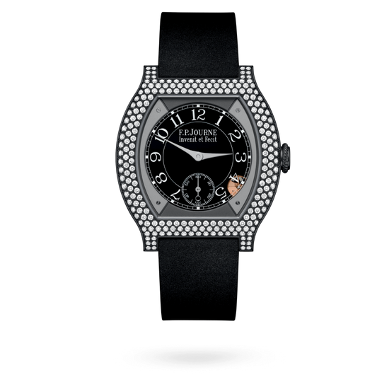 F.P. Journe Elégante Titalyt® 12 rows of diamonds Titanium 40 x 35 MM - Black Rubber Strap - Diamond Bezel - Black Dial - Titalyt® 12 rows of diamonds