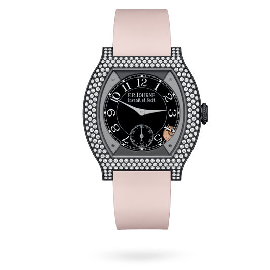 F.P. Journe Elégante Titalyt® 12 rows of diamonds Titanium 40 x 35 MM - Rose Rubber Strap - Diamond Bezel - Black Dial - Titalyt® 12 rows of diamonds