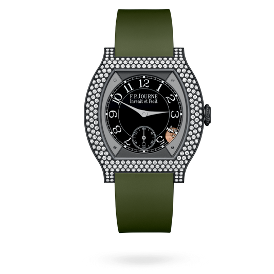 F.P. Journe Elégante Titalyt® 12 rows of diamonds Titanium 40 x 35 MM - Green Rubber Strap - Diamond Bezel - Black Dial - Titalyt® 12 rows of diamonds