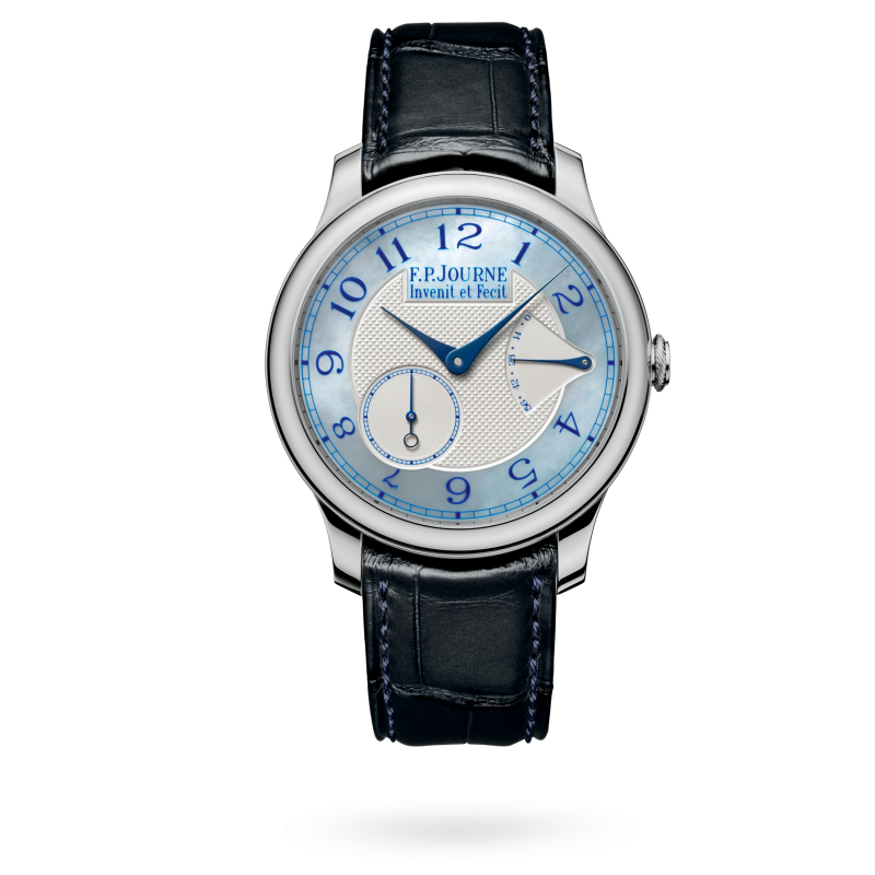 F.P. Journe Boutique Chronomètre Souverain Platinum 40 MM - Blue Leather Strap - Blue Mother Of Pearl Dial - Chronomètre Souverain Nacre