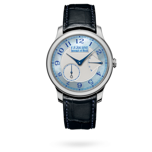 F.P. Journe Boutique Chronomètre Souverain Platinum 40 MM - Blue Leather Strap - Blue Mother Of Pearl Dial - Chronomètre Souverain Nacre