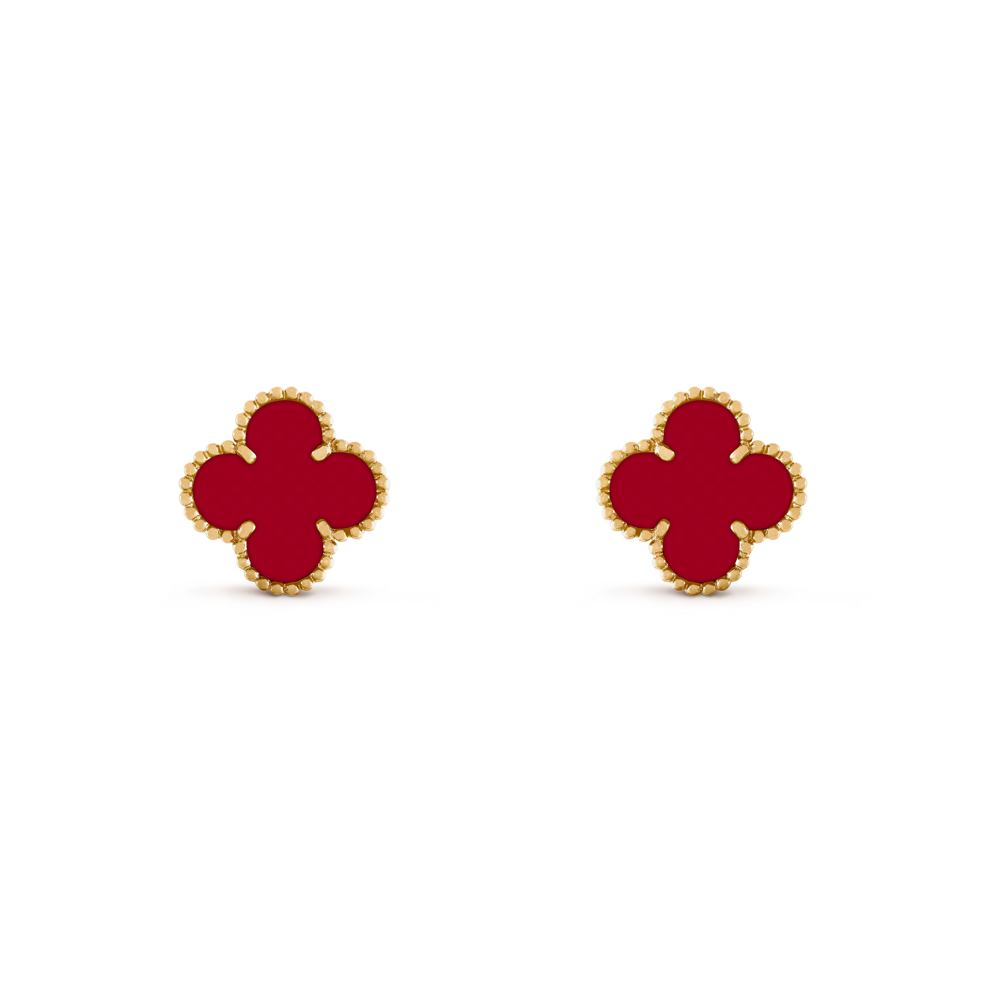 Van Cleef & Arpels Vintage Alhambra Earrings - 18k Yellow Gold - Carnelian - VCARD40400