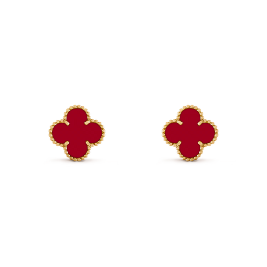 Van Cleef & Arpels Vintage Alhambra Earrings - 18k Yellow Gold - Carnelian - VCARD40400