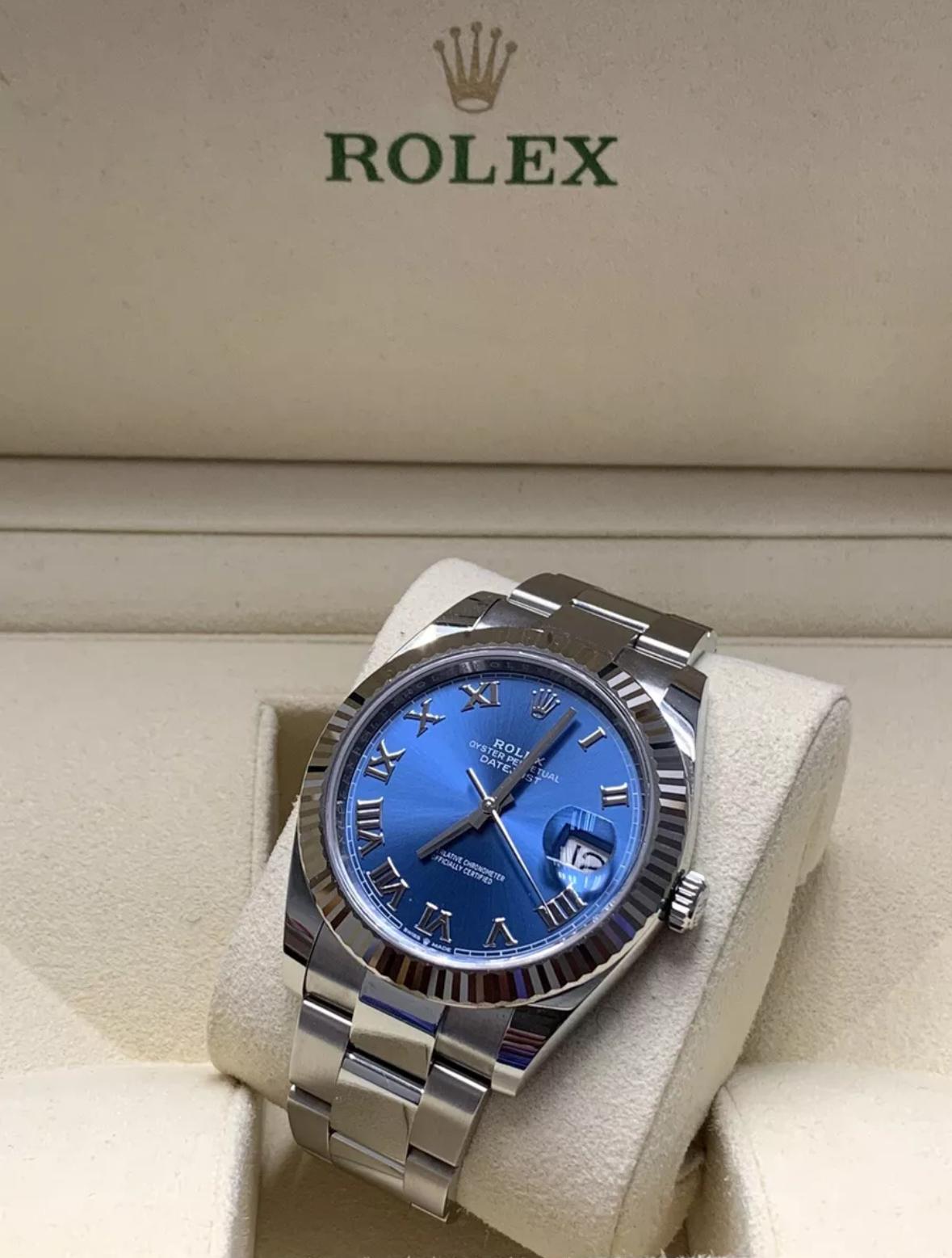 126334 41mm Datejust Oyster Blue Roman Brand New 2024 Complete Set $12,500