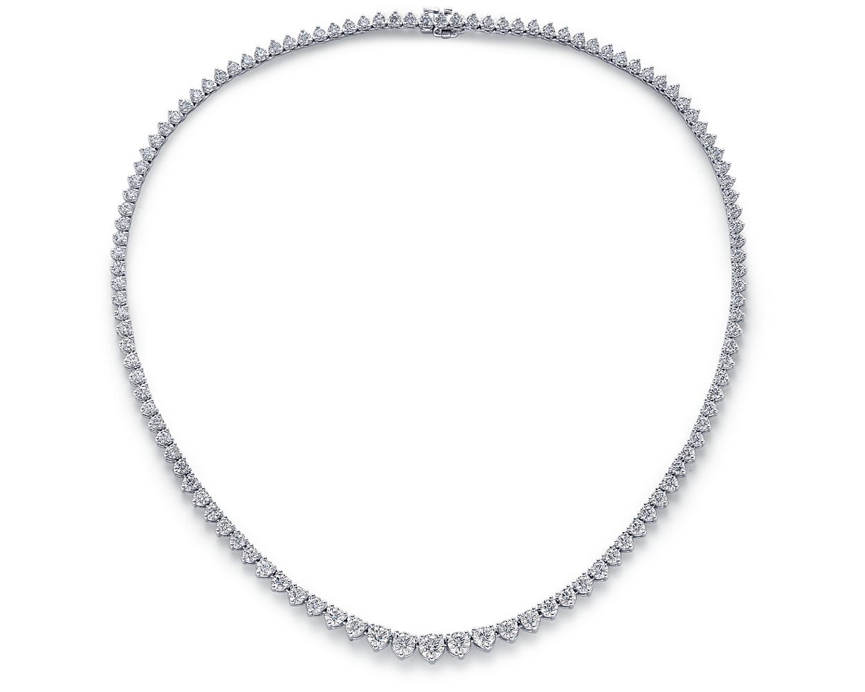 Graduated Eternity Diamond Necklace - 18k White Gold - 10 Ct. Tw. - N-0005WG18D