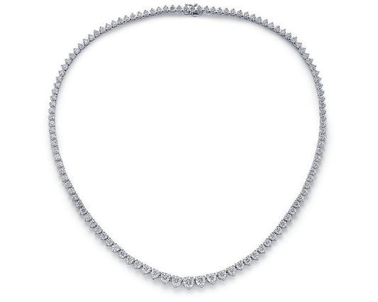 Graduated Eternity Diamond Necklace - 18k White Gold - 10 Ct. Tw. - N-0005WG18D
