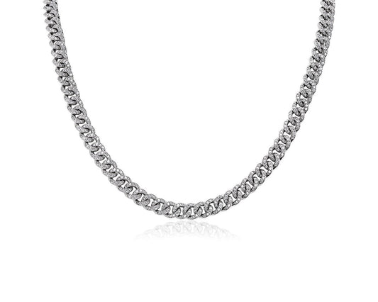 Men's Diamond Link Necklace - 14k White Gold - 9 5/8 Ct. Tw. - N-0042WG14 MDL