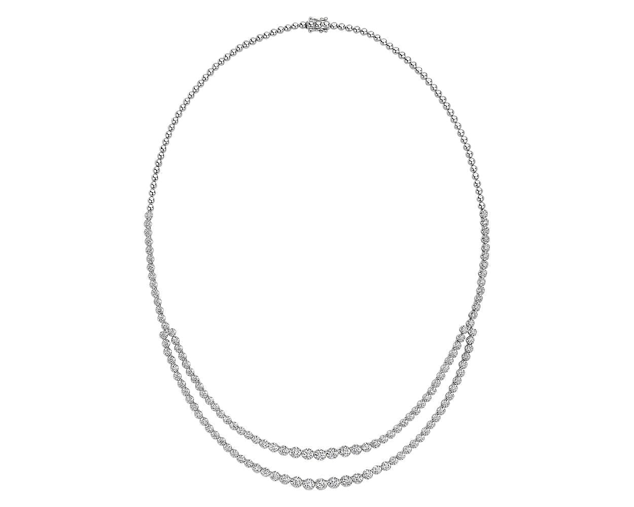 Double Row Diamond Necklace - 14k White Gold - 5 1/4 Ct. Tw. - N-0016WG14DRD