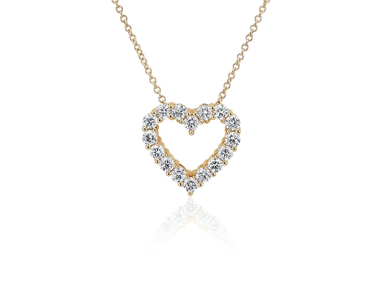 Lab Grown Diamond Heart Pendant Necklace - 14k Yellow Gold - 1 Ct. Tw. - N-0006YG14D