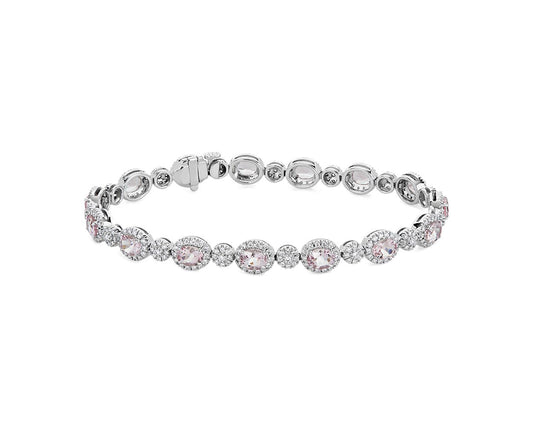Morganite And Diamond Bracelet - 18k White Gold - 1.43 Ct. Tw. - B-0063WG18 MD