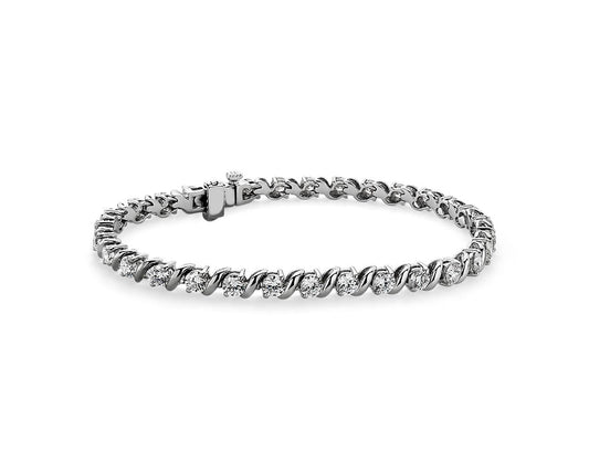 S-Link Tennis Bracelet - 14k White Gold - 5 Ct. Tw. - B-0039WG14 ST