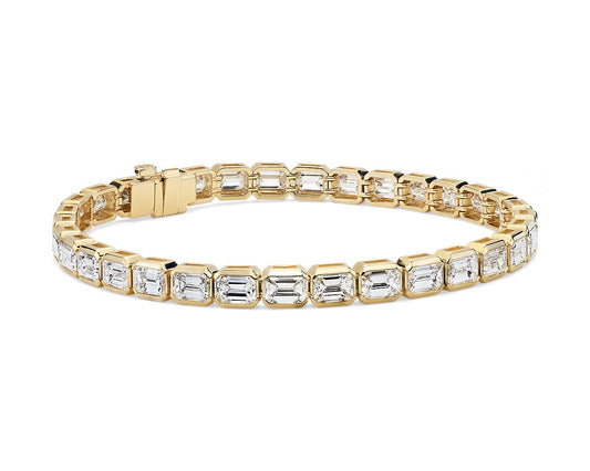 Emerald-Cut Diamond Eternity Bracelet - 18k Yellow Gold - 9 7/8 Ct. Tw. - B-0044YG18 ECDE