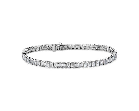 Emerald Diamond Tennis Bracelet - 14k White Gold - 10 Ct. Tw. - B-0066WG14 EDT