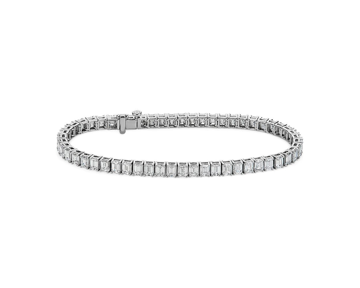 Emerald Diamond Tennis Bracelet - 14k White Gold - 12 Ct. Tw. - B-0065WG14 EDT