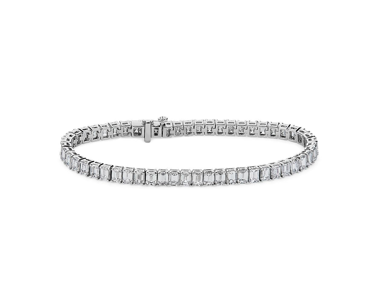 Emerald Diamond Tennis Bracelet - 14k White Gold - 10 Ct. Tw. - B-0066WG14 EDT